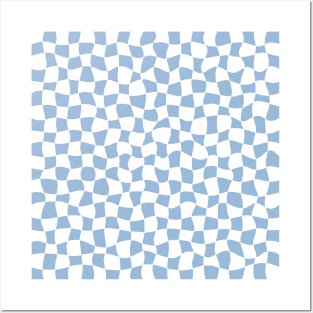 Warped Checkerboard, White and Blue Posters and Art